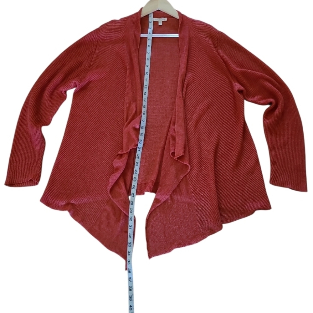 Eileen Fisher Women's 100% Linen Open Front Cardigan Salmon Pink Orange Size 1X - Picture 14 of 16